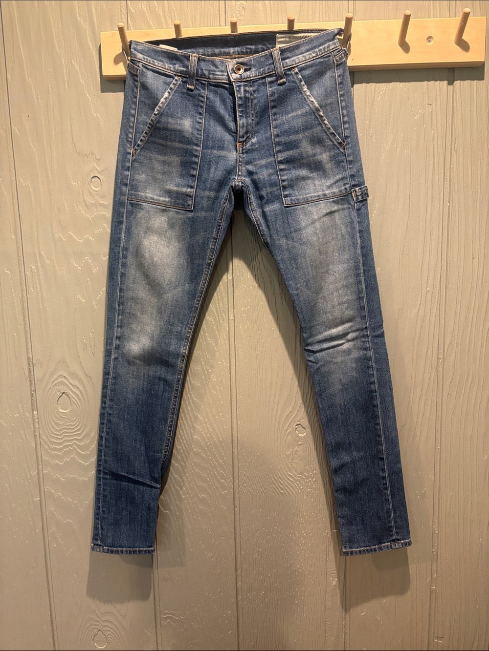 rag & bone Men's Slim Straight Faded Blue Jeans